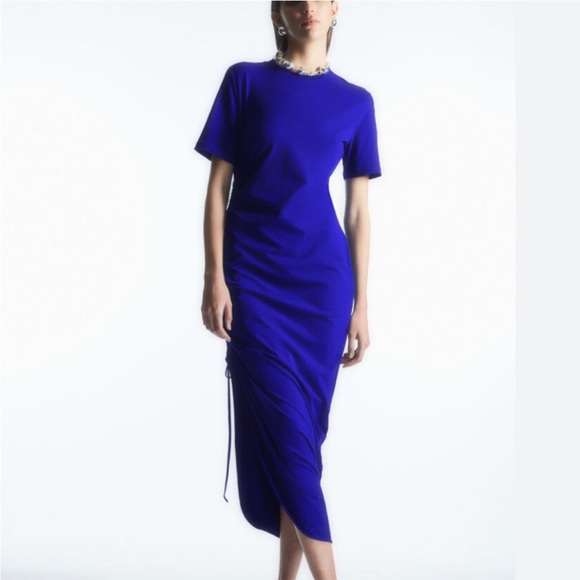 COS Dresses & Skirts - COS Gathered Side T Shirt Dress in Cobalt Blue